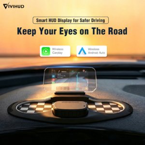 VIVIHUD V5 Ultra Car HUD Wireless CarPlay Android Auto Support Intelligent Head Up Display with GPS Navigation Music